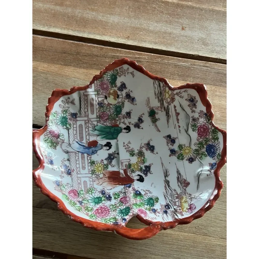 Vintage Japan Kutani Geisha Girl Hand painted Trinket Dish